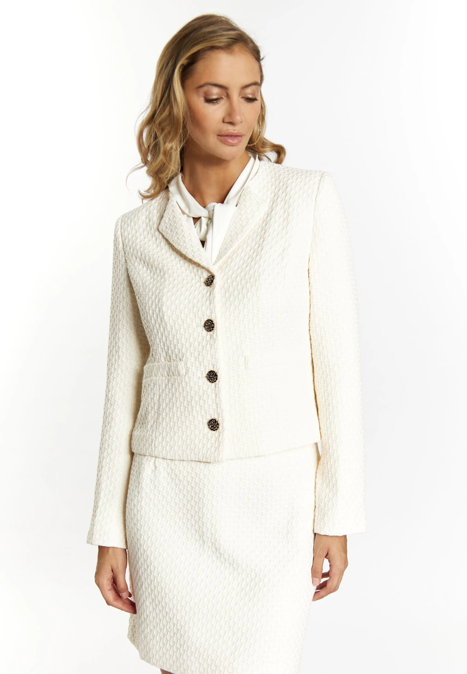 Faina BoucléKooshCardiganWollweiss Donna Giacche E Blazer FAB21G01N-A11 3 Faina BoucléKooshCardiganWollweiss Donna Giacche E Blazer FAB21G01N-A11