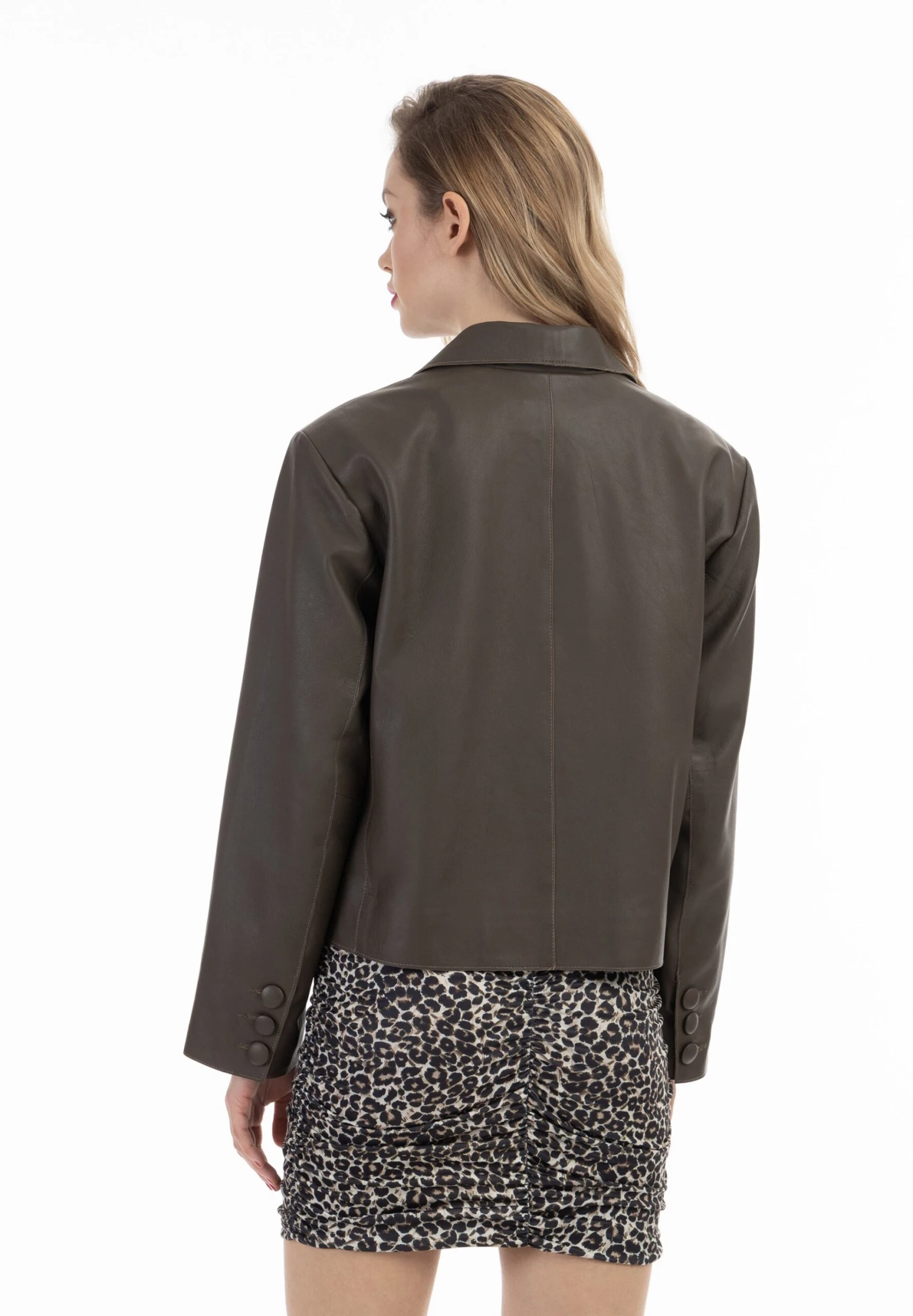 Faina Giacca Di Pelle - Taupe 5 Faina Giacca Di Pelle - Taupe - Image 3