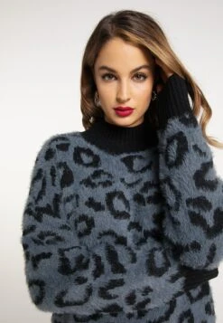 Faina Imane - Maglione - Grau Schwarz -Faina Sconto 309b462d891343658a48595af7f947c5