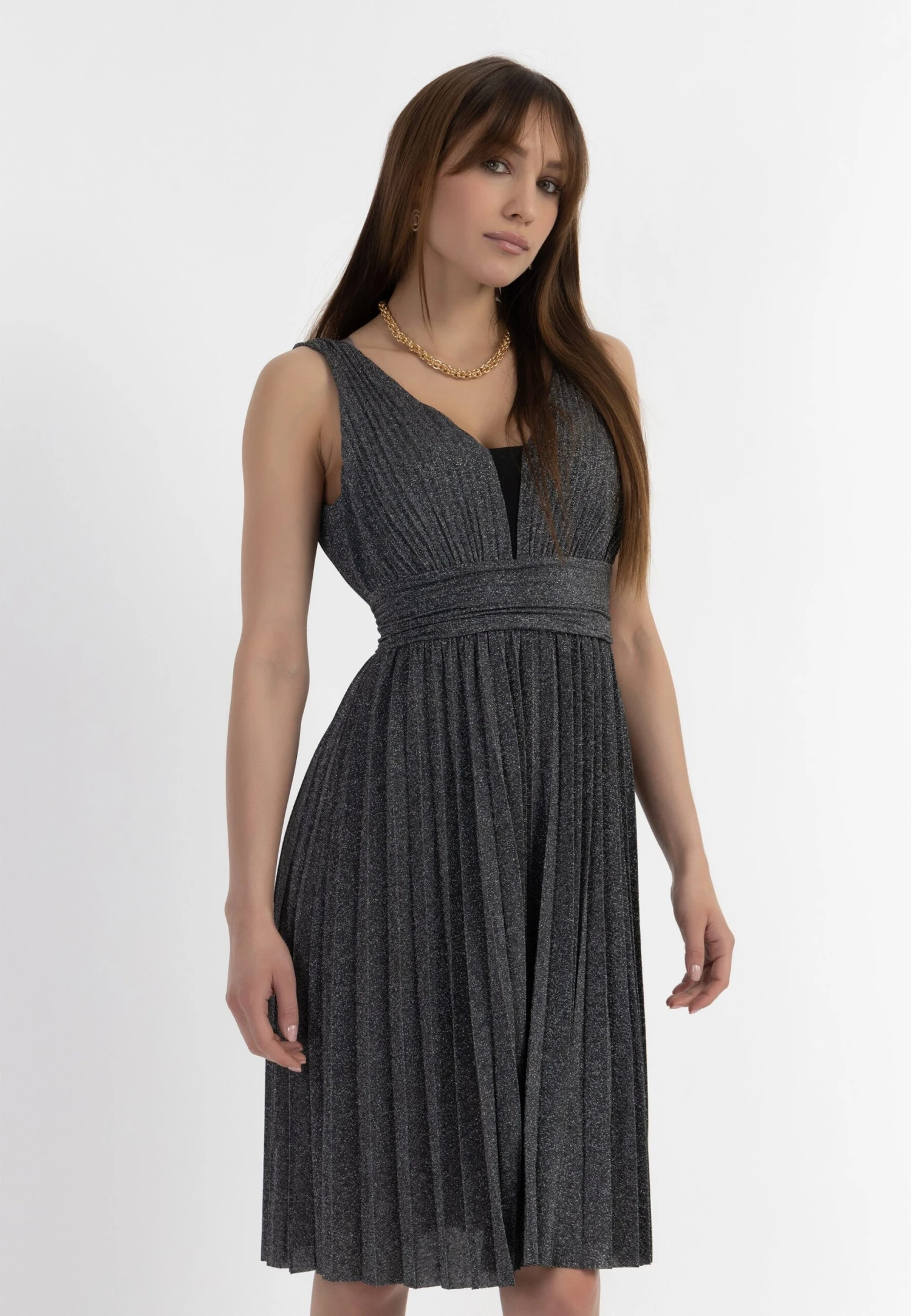 Faina Midi - Vestito Elegante - Schwarz Silber 3 Faina Midi - Vestito Elegante - Schwarz Silber