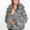 Faina Mit Zebra-Print DedicaGiacca InvernaleWeiss Zebra Donna Giacche E Blazer FAB21U042-A11
