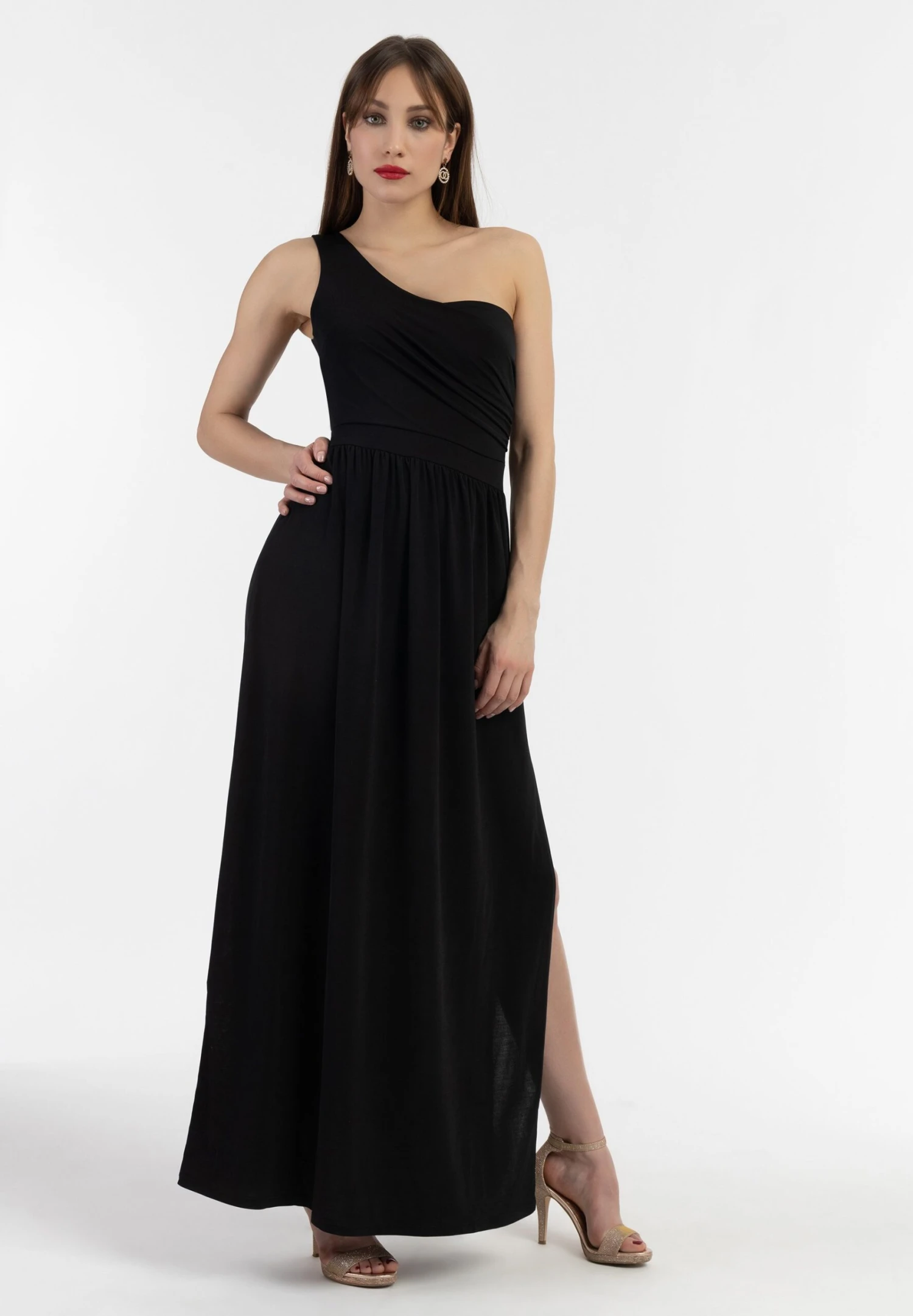 Faina One-Shoulder Vestito LungoSchwarz Donna Vestiti FAB21C08A-Q11 4 Faina One-Shoulder Vestito LungoSchwarz Donna Vestiti FAB21C08A-Q11 - Image 2