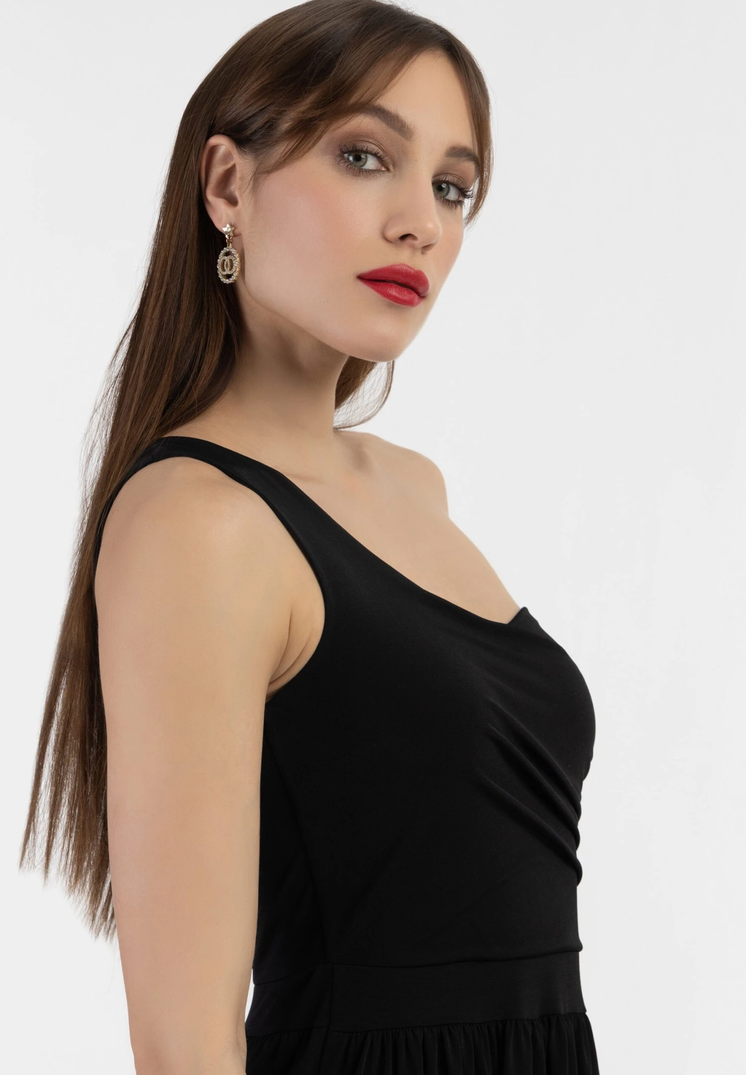 Faina One-Shoulder Vestito LungoSchwarz Donna Vestiti FAB21C08A-Q11 6 Faina One-Shoulder Vestito LungoSchwarz Donna Vestiti FAB21C08A-Q11 - Image 4