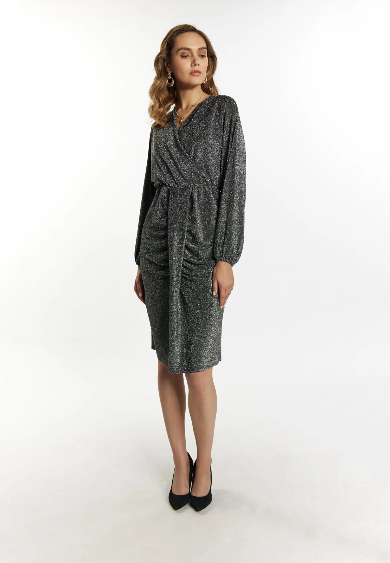 Faina Mit GlanzgarnVestito EleganteSilber Schwarz Donna Vestiti FAB21C095-D11 4 Faina Mit GlanzgarnVestito EleganteSilber Schwarz Donna Vestiti FAB21C095-D11 - Image 2