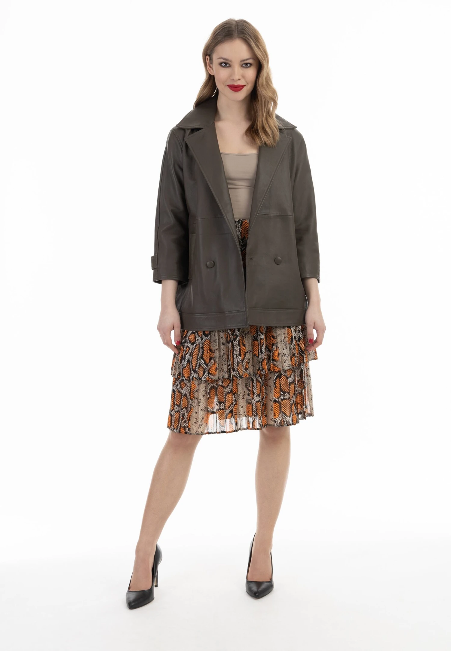 Faina Giacca Di PelleTaupe Donna Giacche E Blazer FAB21U038-B11 4 Faina Giacca Di PelleTaupe Donna Giacche E Blazer FAB21U038-B11 - Image 2