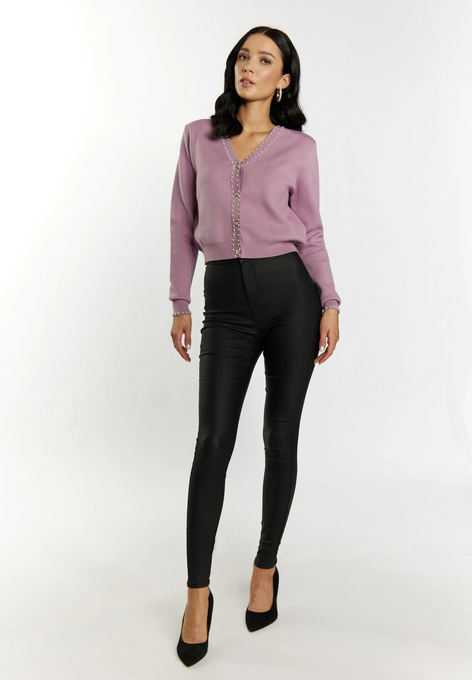 Faina Mit Perlen Mioki - Cardigan - Mauve 4 Faina Mit Perlen Mioki - Cardigan - Mauve - Image 2