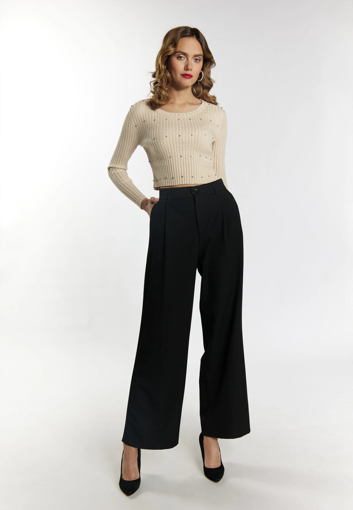 Faina Mit Strass Steinen ImaneMaglioneHellbeige Donna Maglieria FAB21I0AT-B11 4 Faina Mit Strass Steinen ImaneMaglioneHellbeige Donna Maglieria FAB21I0AT-B11 - Image 2