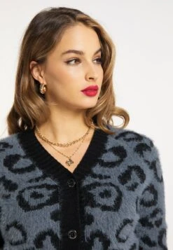 Faina ImaneCardiganGrau Schwarz Donna Maglieria FAB21I07Y-Q11 -Faina Sconto f2a04f40b08741029342d2db4e8cdd5f