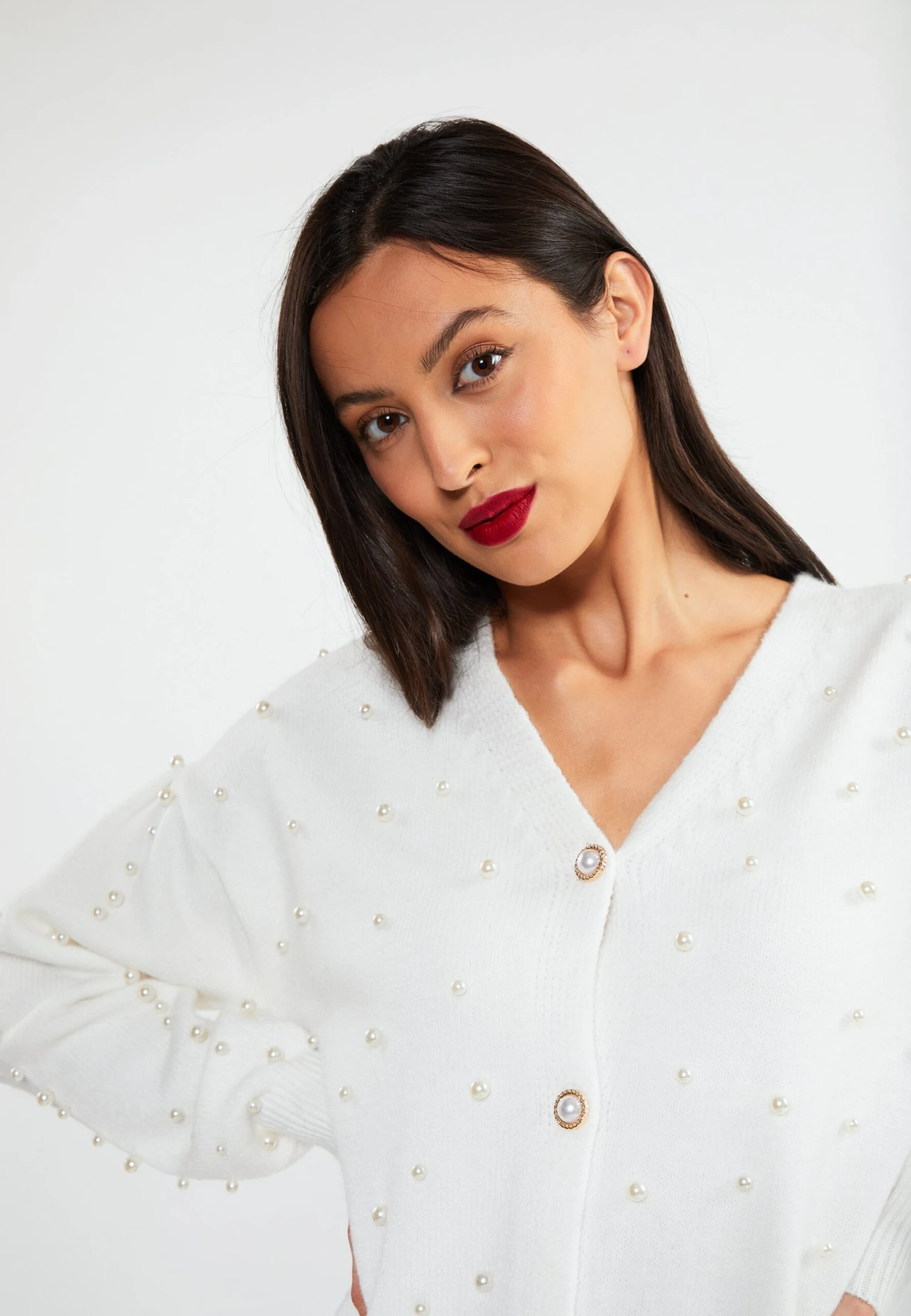 Faina TuxeCardiganWeiss Donna Maglieria FAB21I08S-A11 6 Faina TuxeCardiganWeiss Donna Maglieria FAB21I08S-A11 - Image 4