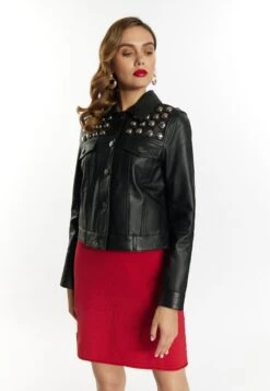 Faina Giacca Di PelleSchwarz Donna Giacche E Blazer FAB21U04D-Q11