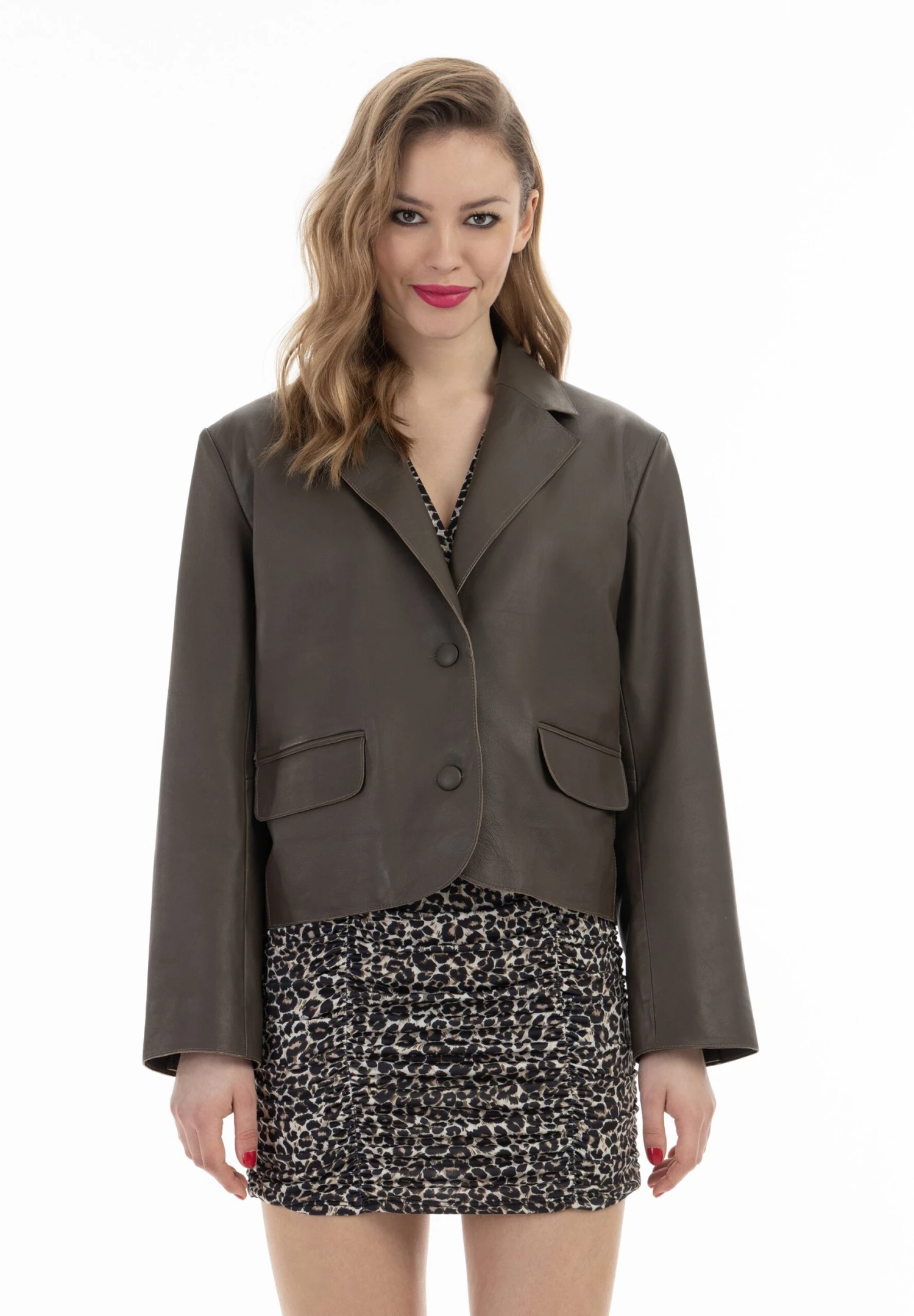 Faina Giacca Di Pelle - Taupe 3 Faina Giacca Di Pelle - Taupe